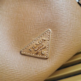 Prada Cross Cowhide Drawstring Bucket Bag Handbag For Women Brown 1be032