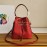 Prada Cross Cowhide Drawstring Bucket Bag Handbag For Women Red 1be032