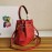 Prada Cross Cowhide Drawstring Bucket Bag Handbag For Women Red 1be032