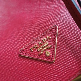 Prada Cross Cowhide Drawstring Bucket Bag Handbag For Women Red 1be032