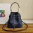Prada Cross Cowhide Drawstring Bucket Bag Handbag For Women Blue 1be032