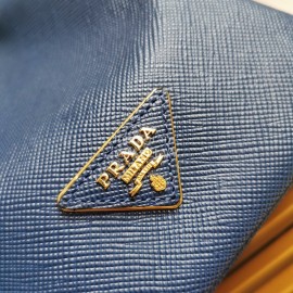 Prada Cross Cowhide Drawstring Bucket Bag Handbag For Women Blue 1be032