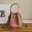 Prada Cross Cowhide Drawstring Bucket Bag Handbag For Women Pink 1be032