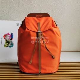 Prada New Waterproof Nylon Magnetic Buckle Backpack For Men Orange Bz069