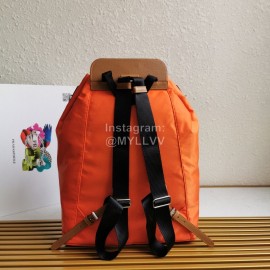 Prada New Waterproof Nylon Magnetic Buckle Backpack For Men Orange Bz069