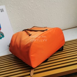 Prada New Waterproof Nylon Magnetic Buckle Backpack For Men Orange Bz069