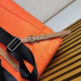 Prada New Waterproof Nylon Magnetic Buckle Backpack For Men Orange Bz069