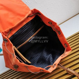 Prada New Waterproof Nylon Magnetic Buckle Backpack For Men Orange Bz069