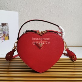 Prada Exquisite Leather Love Shape Romantic Bag For Women Red 1bh144