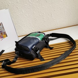 Prada Classic Imported Fabric Soft Calfskin Messenger Bag For Men Green 2vh043