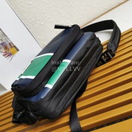 Prada Classic Imported Fabric Soft Calfskin Messenger Bag For Men Green 2vh043