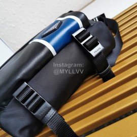 Prada Classic Imported Fabric Soft Calfskin Messenger Bag For Men Blue 2vh043