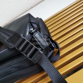 Prada Classic Imported Fabric Soft Calfskin Messenger Bag For Men Blue 2vh043