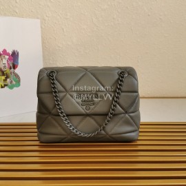 Prada Small Imported Lambskin Soft Light Chain Bag For Women Gray 1bd233