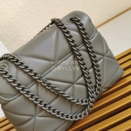 Prada Small Imported Lambskin Soft Light Chain Bag For Women Gray 1bd233