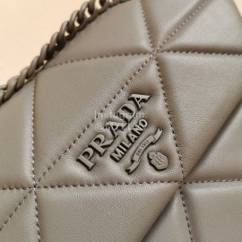 Prada Small Imported Lambskin Soft Light Chain Bag For Women Gray 1bd233