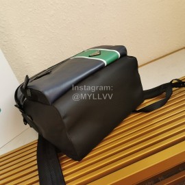 Prada Imported Fabric Calf Leather Simple Backpack For Men Green 2vz066