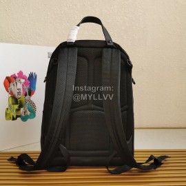 Prada Imported Fabric Calf Leather Simple Backpack For Men Green 2vz066