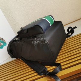 Prada Calf Leather Nylon Shoulder Strap Fashion Backpack For Men Green 2vz135