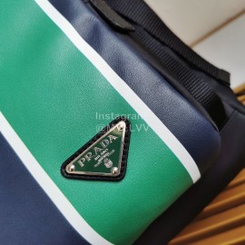 Prada Calf Leather Nylon Shoulder Strap Fashion Backpack For Men Green 2vz135