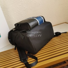 Prada Calf Leather Nylon Shoulder Strap Fashion Backpack For Men Blue 2vz135