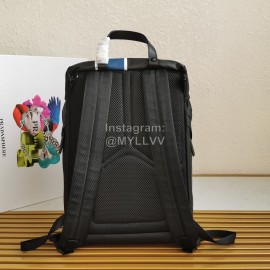 Prada Calf Leather Nylon Shoulder Strap Fashion Backpack For Men Blue 2vz135