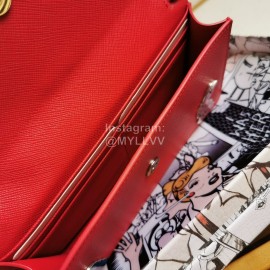 Prada New Fashion V-Shaped Flap Messenger Bag Chain Bag For Women Red 1dh044
