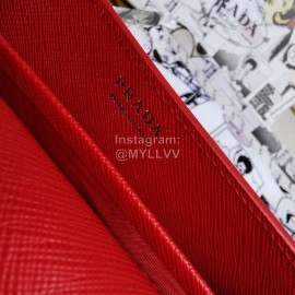 Prada New Fashion V-Shaped Flap Messenger Bag Chain Bag For Women Red 1dh044