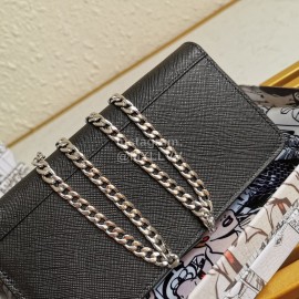 Prada New Fashion V-Shaped Flap Messenger Bag Chain Bag For Women Black 1dh044