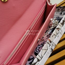 Prada New Fashion V-Shaped Flap Messenger Bag Chain Bag For Women Pink 1dh044