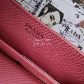 Prada New Fashion V-Shaped Flap Messenger Bag Chain Bag For Women Pink 1dh044