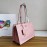 Prada Calf Leather Double Handle Soft Shoulder Bag For Women Pink 1bg122