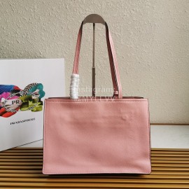 Prada Calf Leather Double Handle Soft Shoulder Bag For Women Pink 1bg122