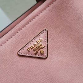 Prada Calf Leather Double Handle Soft Shoulder Bag For Women Pink 1bg122