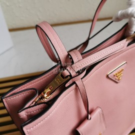 Prada Calf Leather Double Handle Soft Shoulder Bag For Women Pink 1bg122