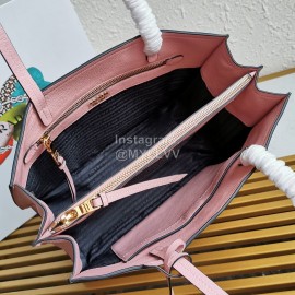 Prada Calf Leather Double Handle Soft Shoulder Bag For Women Pink 1bg122