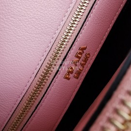 Prada Calf Leather Double Handle Soft Shoulder Bag For Women Pink 1bg122