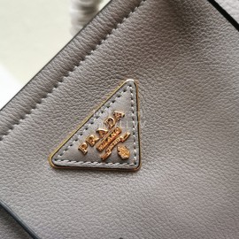 Prada Calf Leather Double Handle Soft Shoulder Bag For Women Gray 1bg122