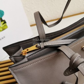 Prada Calf Leather Double Handle Soft Shoulder Bag For Women Gray 1bg122