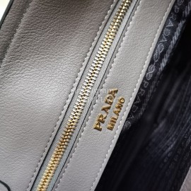 Prada Calf Leather Double Handle Soft Shoulder Bag For Women Gray 1bg122