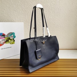 Prada Calf Leather Double Handle Soft Shoulder Bag For Women Blue 1bg122
