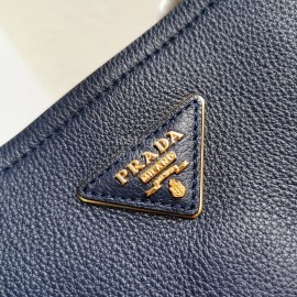 Prada Calf Leather Double Handle Soft Shoulder Bag For Women Blue 1bg122