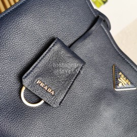 Prada Calf Leather Double Handle Soft Shoulder Bag For Women Blue 1bg122