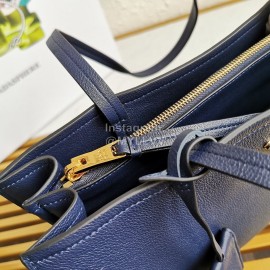 Prada Calf Leather Double Handle Soft Shoulder Bag For Women Blue 1bg122
