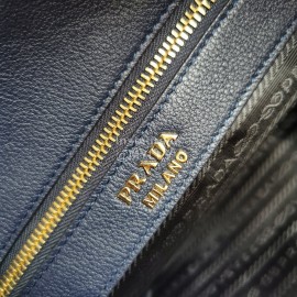 Prada Calf Leather Double Handle Soft Shoulder Bag For Women Blue 1bg122