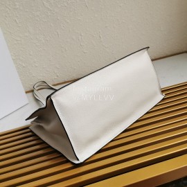 Prada Calf Leather Double Handle Soft Shoulder Bag For Women White 1bg122