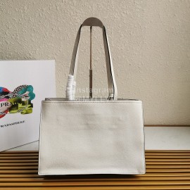 Prada Calf Leather Double Handle Soft Shoulder Bag For Women White 1bg122