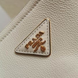 Prada Calf Leather Double Handle Soft Shoulder Bag For Women White 1bg122
