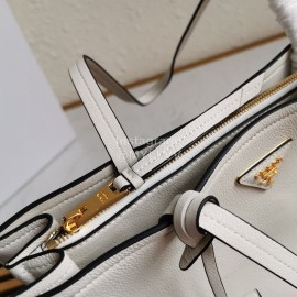 Prada Calf Leather Double Handle Soft Shoulder Bag For Women White 1bg122