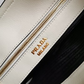 Prada Calf Leather Double Handle Soft Shoulder Bag For Women White 1bg122